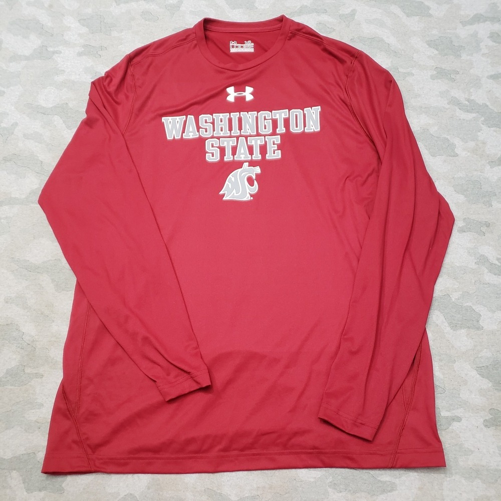 Washington State Under Armour Shirt Mens XL‎ Red Loose Heatgear Long Sleeve